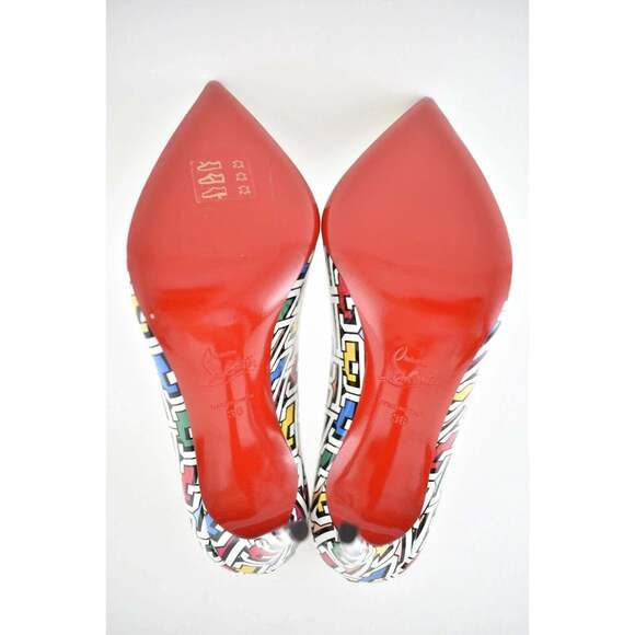 Christian Louboutin Hot Chick 100 Patent CL 3D Black White Red Heel Pump 38 - Picture 12 of 12